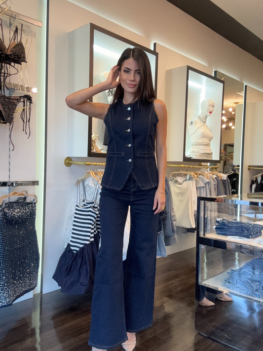 V250202 DENIM SET VEST AND JEANS VOGUISH