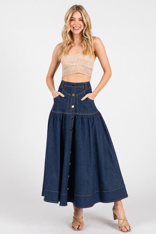 HS3064-DARK DENIM SKIRT Bighit Fashion