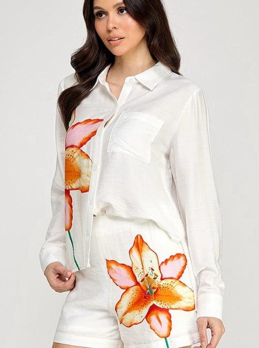 42113ST ORANGE SHORT AND SHIRT SET